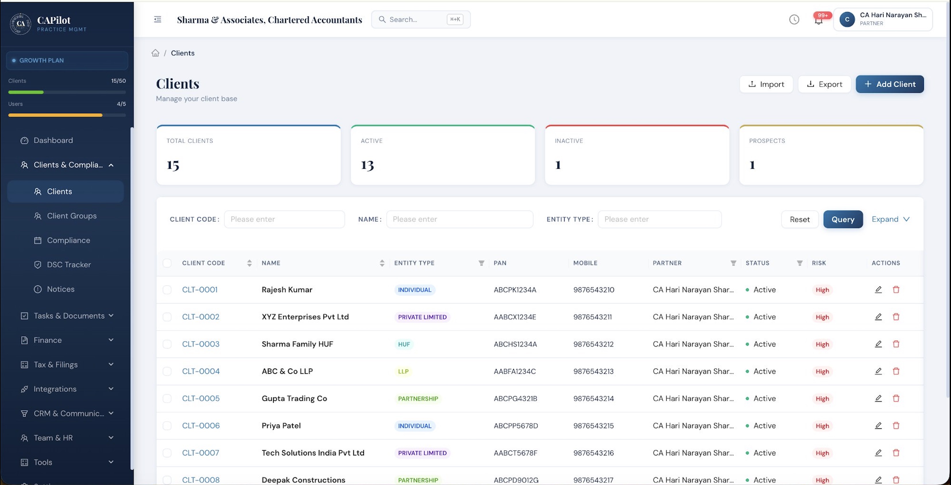 CAPilot Client Management