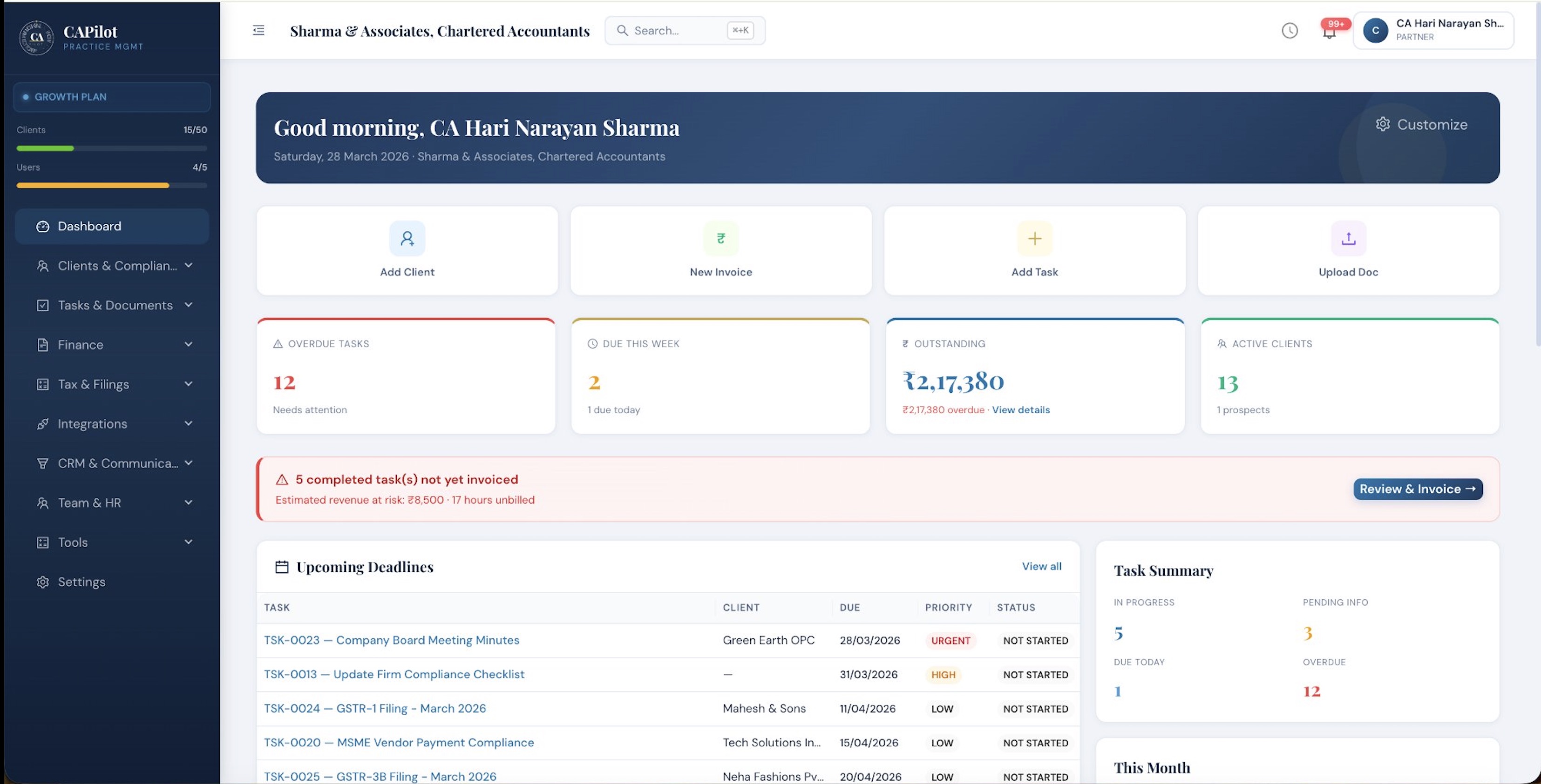 CAPilot Dashboard
