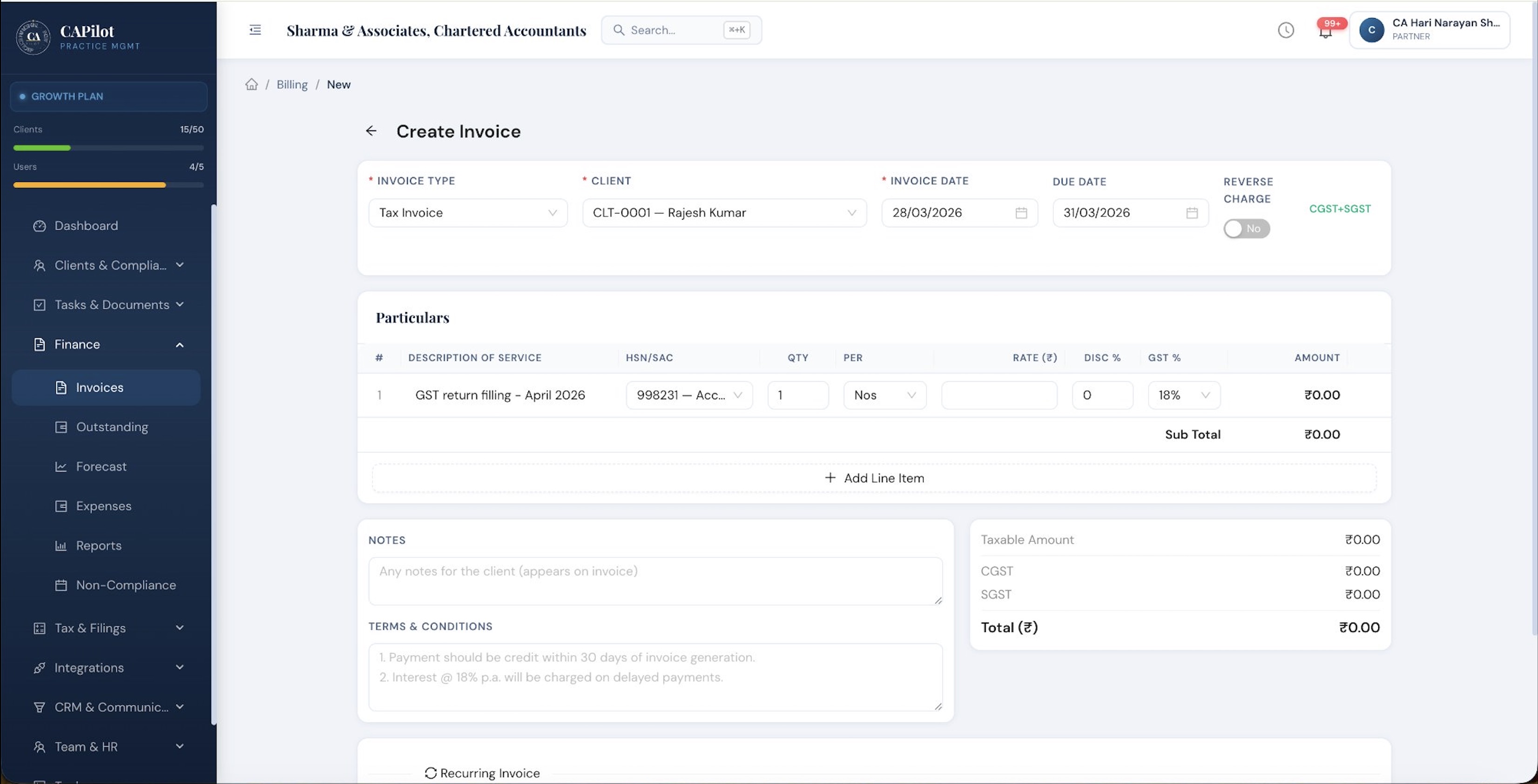 CAPilot Invoice
